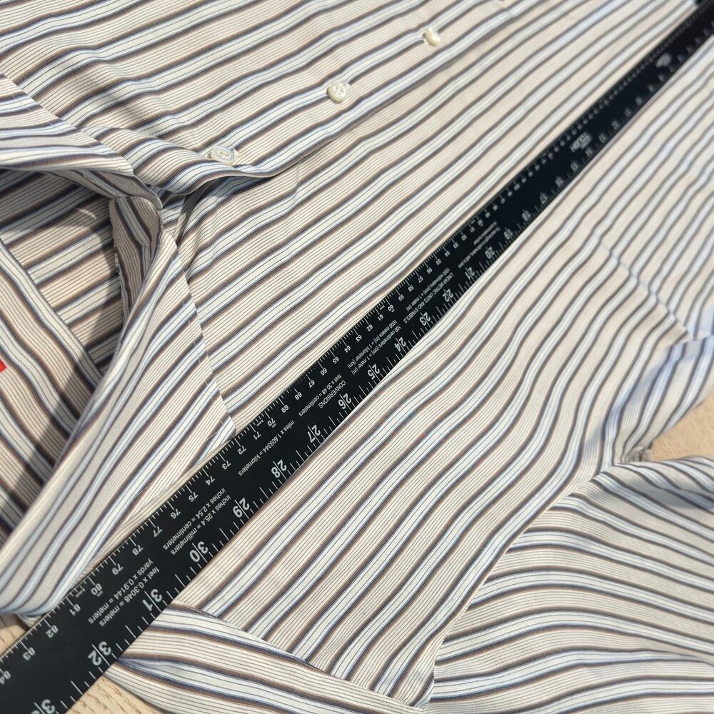 Isaia Napoli Long Sleeve Dress Shirt Mens 17 / 43 Striped Cotton Button Front - Picture 14 of 16